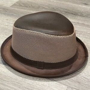 Ashbury Player Leather Made in USA I’ll Sleep When I’m Dead Fedora Hat Brown